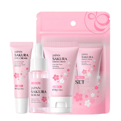 LAIKOU 24K Golden Vitamin C Sakura Skin Care Set, Face Cream, Serum, Eye Cream for Moisturizing & Anti-Wrinkles