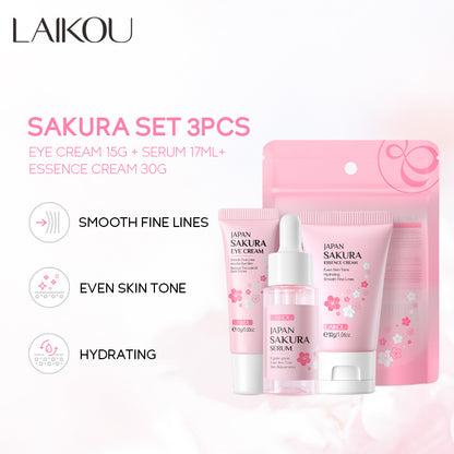 LAIKOU 24K Golden Vitamin C Sakura Skin Care Set, Face Cream, Serum, Eye Cream for Moisturizing & Anti-Wrinkles