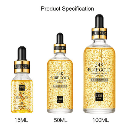 GoldenGlow 24K Hyaluronic Acid Facial Serum with Niacinamide for Brightening and Firming