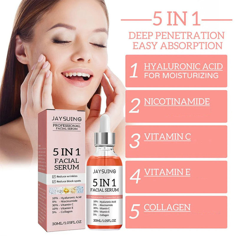 5 In 1 Anti Aging Vitamin C Face Serum with Hyaluronic Acid & Collagen – Firming, Moisturizing & Brightening