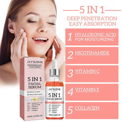 5 In 1 Anti Aging Vitamin C Face Serum with Hyaluronic Acid & Collagen – Firming, Moisturizing & Brightening