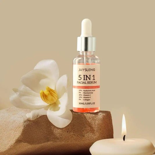 5 In 1 Anti Aging Vitamin C Face Serum with Hyaluronic Acid & Collagen – Firming, Moisturizing & Brightening