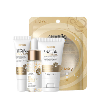 LAIKOU 24K Golden Vitamin C Sakura Skin Care Set, Face Cream, Serum, Eye Cream for Moisturizing & Anti-Wrinkles